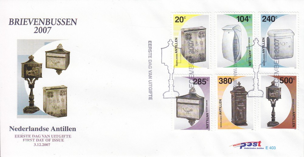 Netherlands - Dutch Antilles FDC Issue 2007 (403) Mail Boxes