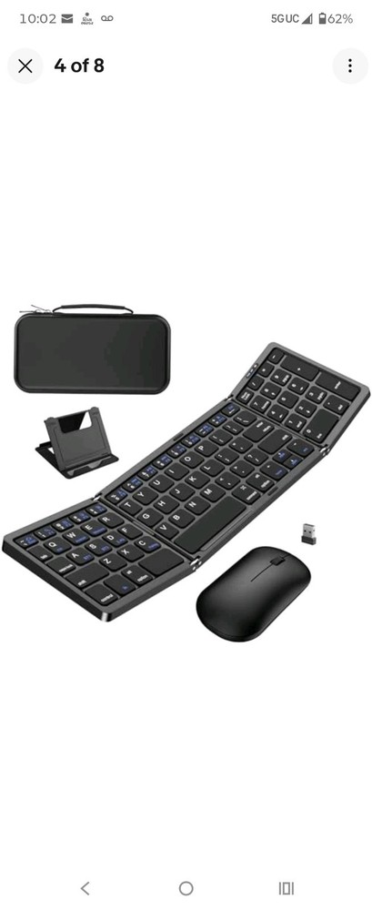 Foldable Keyboard and Mouse, Folding Bluetooth Keyboard Combo, 2.4G + BT5.0 x...