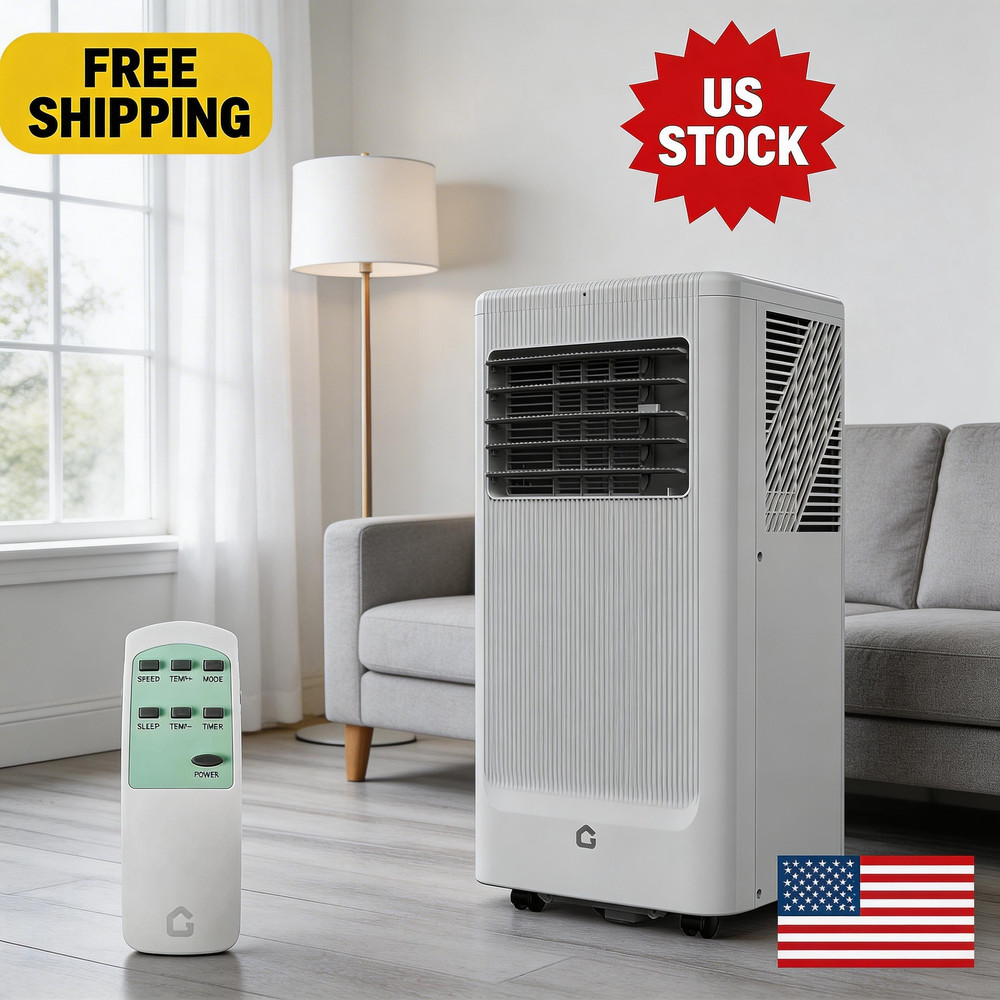 Air Conditioner 8000BTU Cool Fan Dehumidifier Sleep Mode Timer Wheels Remote