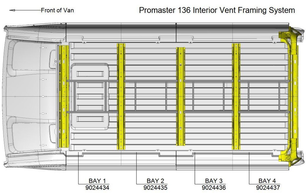 Promaster Interior Framing Support System for units with 14" x 14" opening