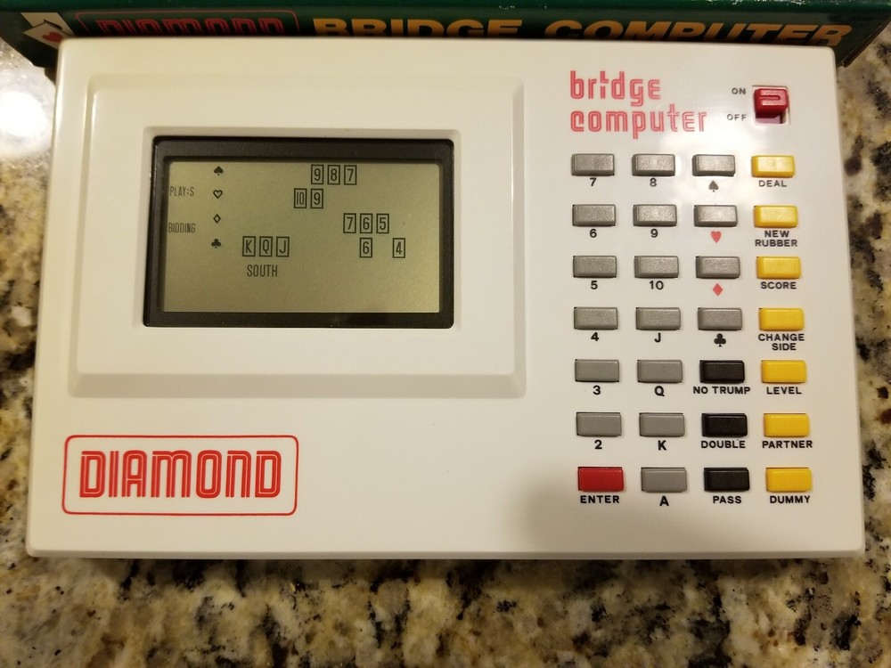 Vintage Diamond Handheld Bridge Computer Game With Box & Instructions 80s