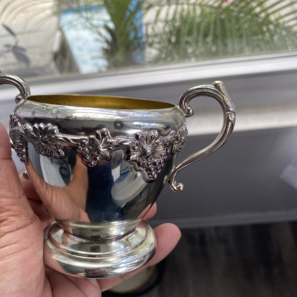 Vintage Silver Plated Cream Sugar Bowl