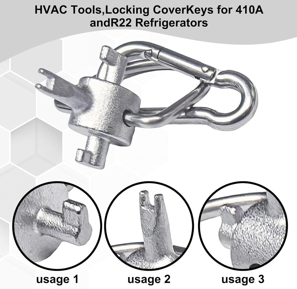 Tools, Universal Locking Cap Key for 410A and R22 Refrigerant, Tamper-Proof Mult
