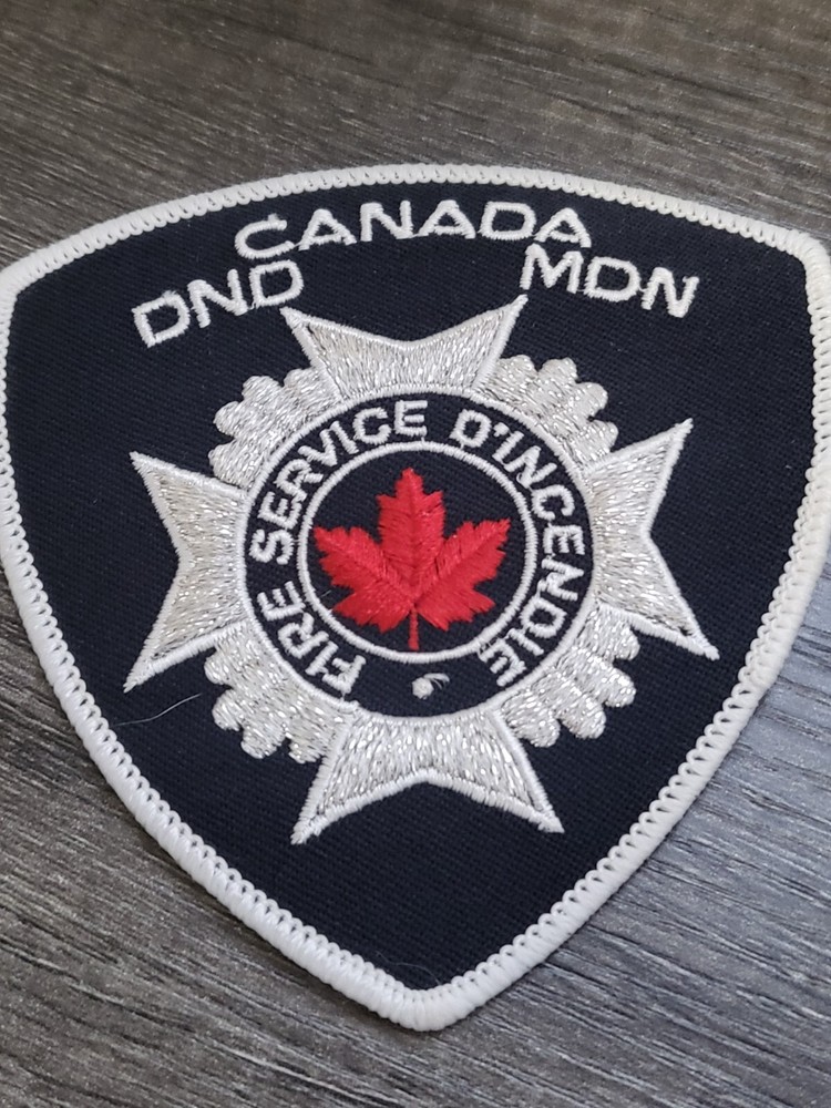Canadian DND MDN Fire Service White Silver Edge Patch BM