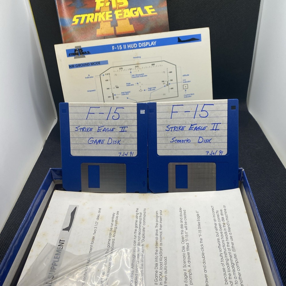 Microprose Classics F15 Strike Eagle II Vintage Software 3 1/2" Disk EUC