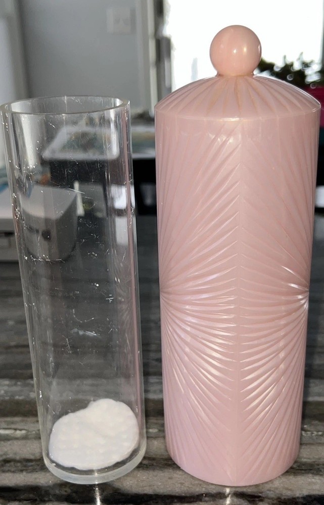 Vintage Plastic Art Deco Diamond Cut Vanity Container 10”