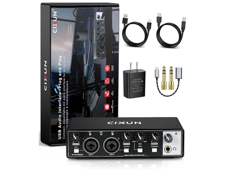 2x2 USB-C Audio Interface for PC/Mac Recording, 24-bit/192kHz, Dual TS/XLR Input