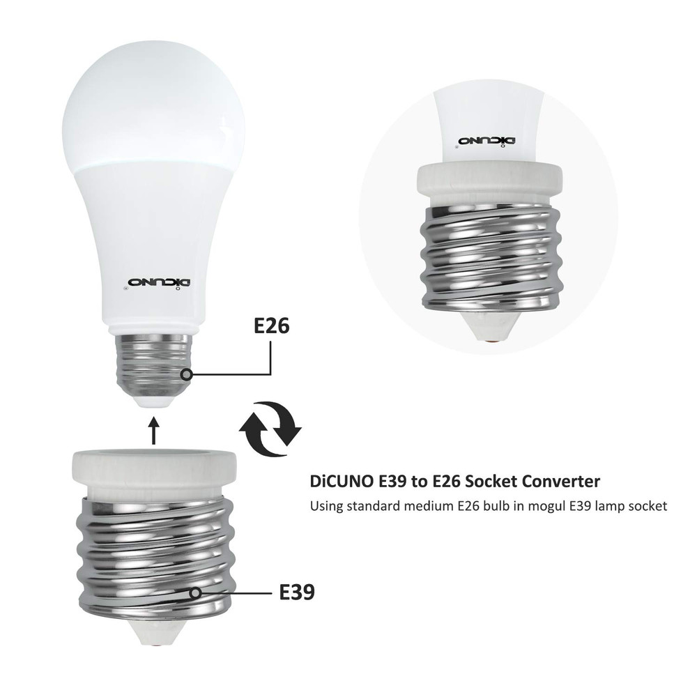E39 to E26 Socket Converter, Ceramic Mogul E39 to Standard Medium E26 Adapter