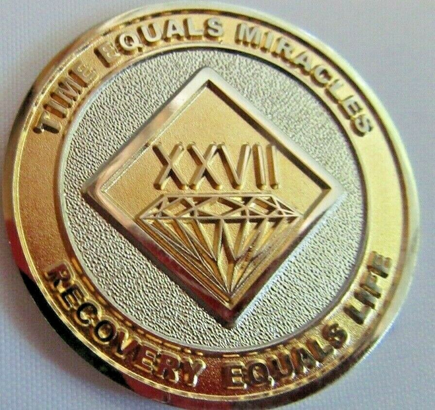 Narcotics Anonymous NA GOLD SILVER 27 Year Medallion Chip Coin Token
