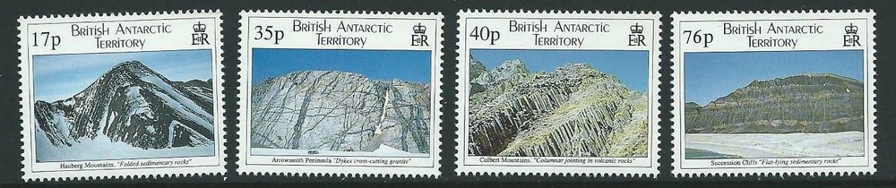 BRITISH ANTARCTIC TERR. SG256/9 1995 GEOLOGICAL STRUCTURES MNH
