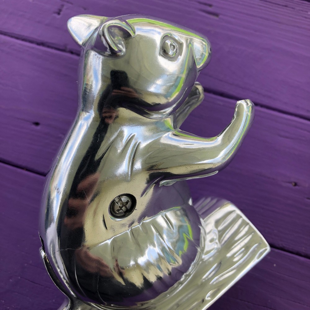 Adorable Vintage Aluminum Metal Squirrel Nutcracker