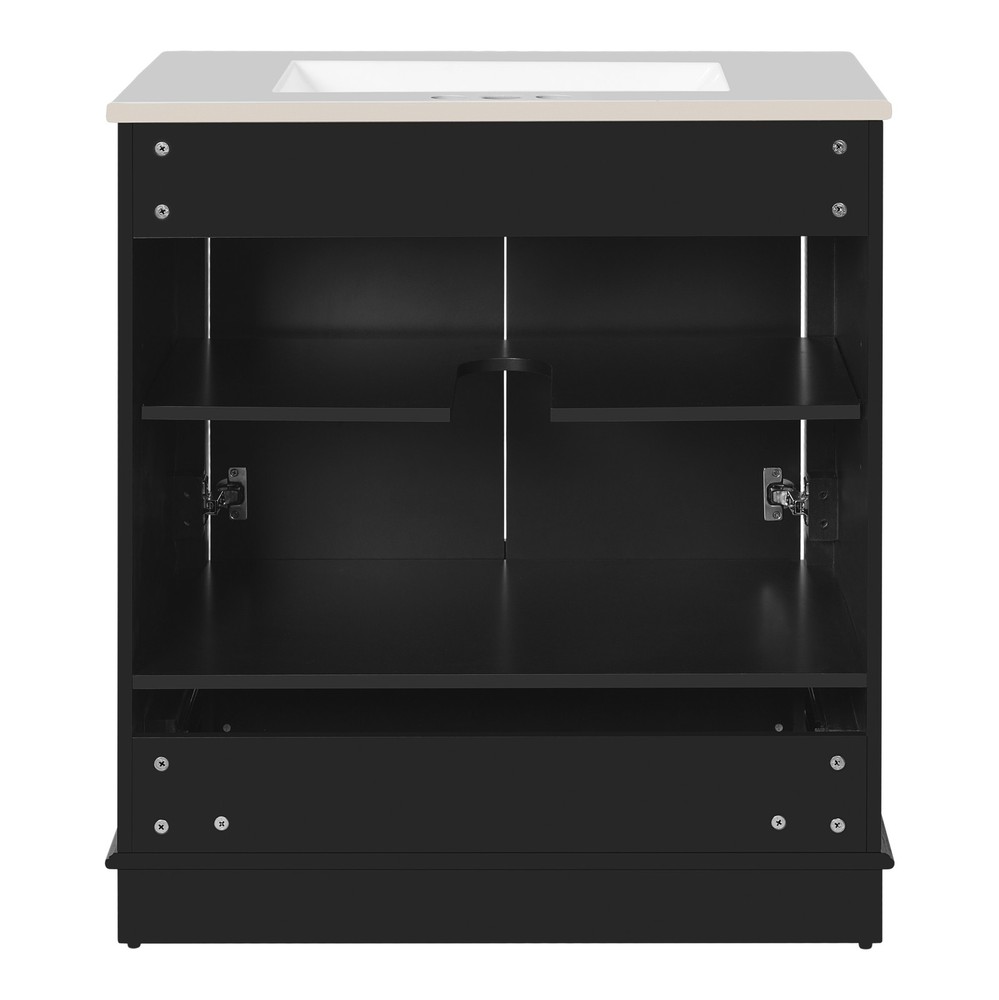 30" Luxurious Bathroom Vanity w/Ceramic Sink, Solid Wood Frame Storage Cabinet
