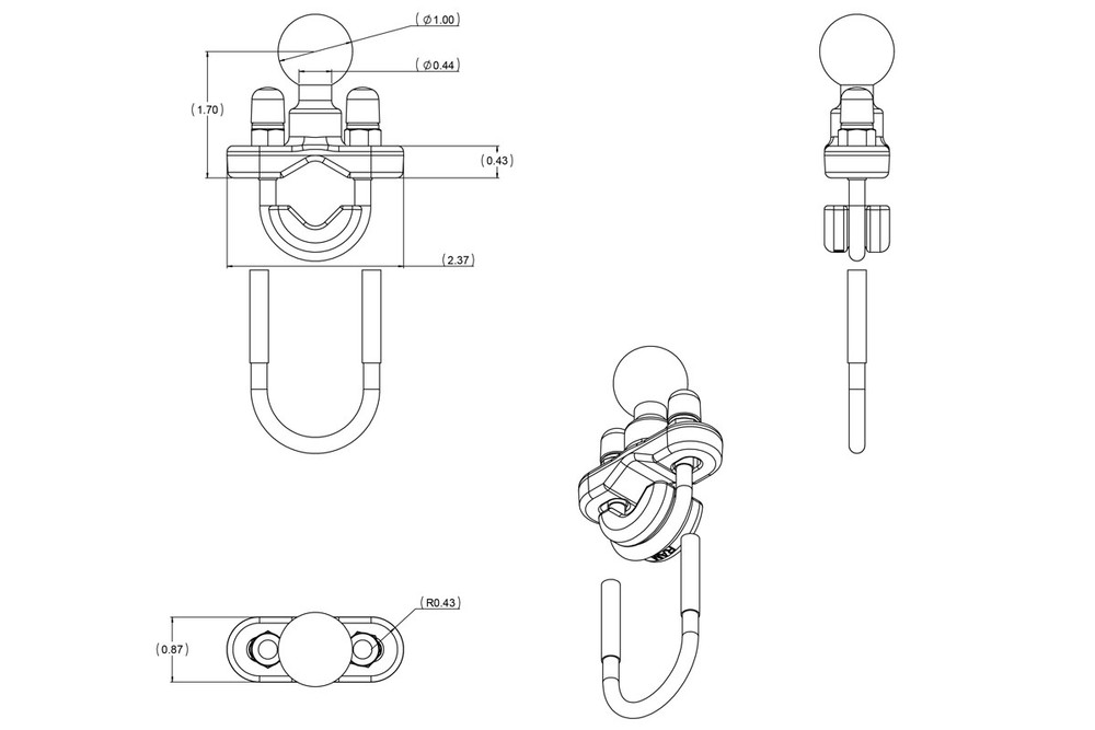 RAM Motorcycle Handlebar Mount for Garmin Striker, Striker Plus, Echo Series