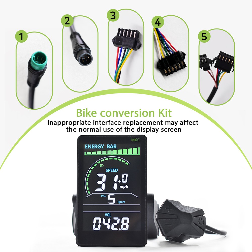 UART 2 M6C Electric Bike LCD Display Meter E Scooter Panel Screen