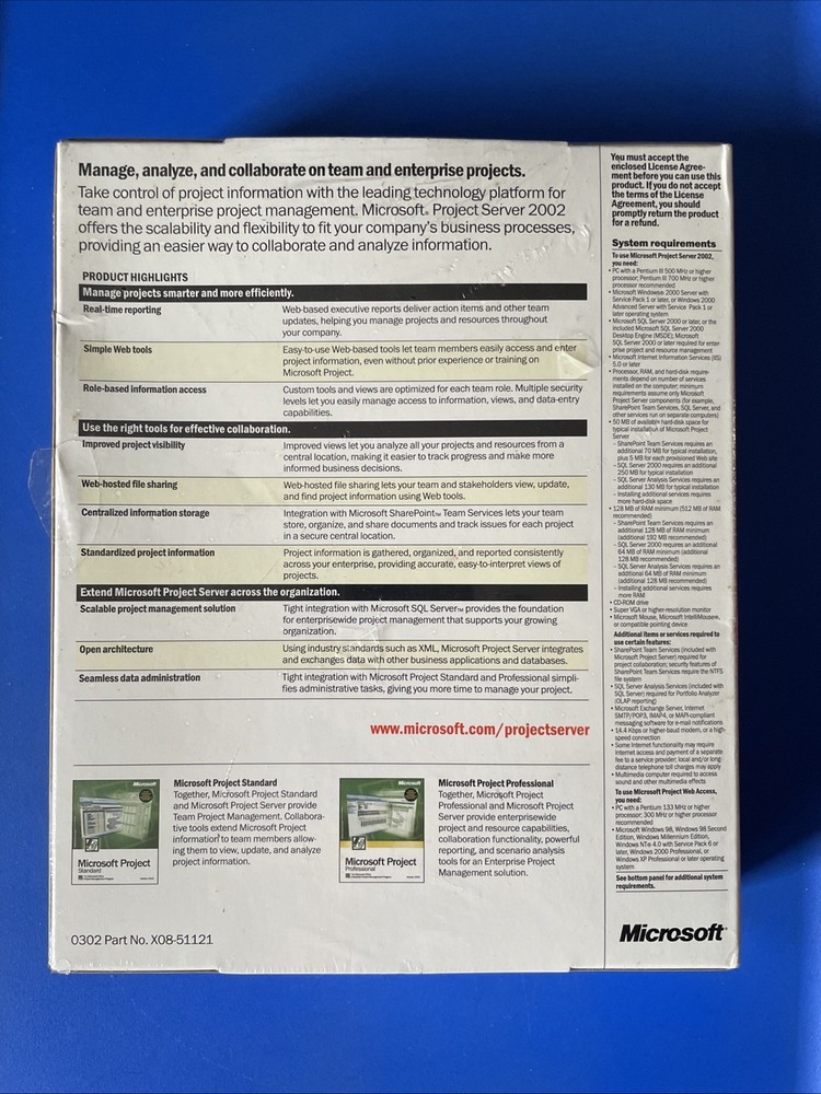 Microsoft Project Server 2002 _ Enterprise Project Management Server- 5 Licenses