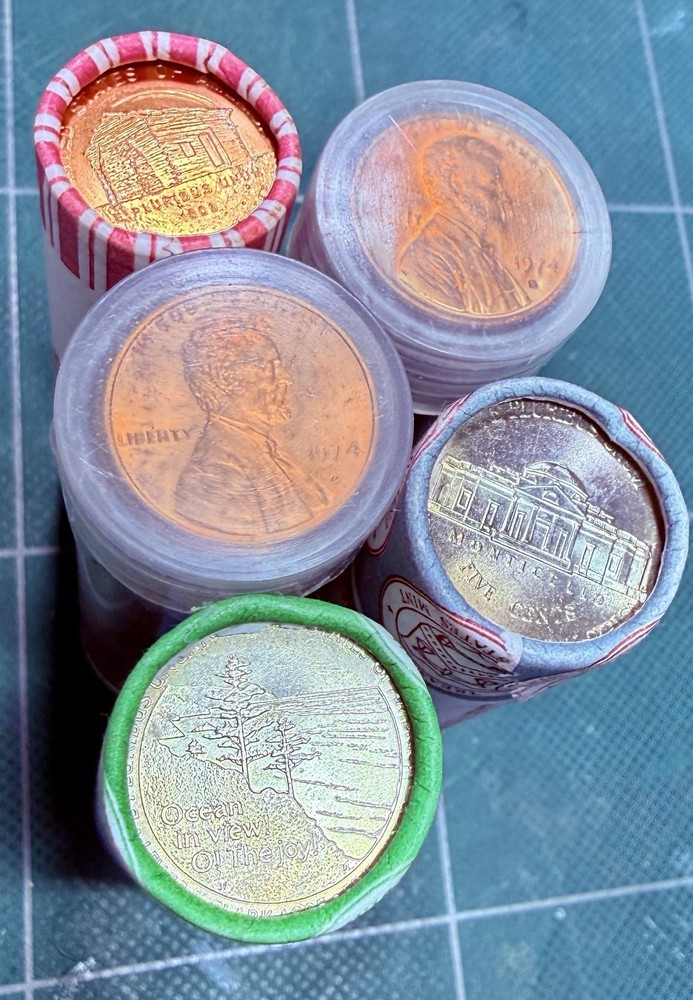 5 - BU Rolls Commemmorative Nickels/Cents