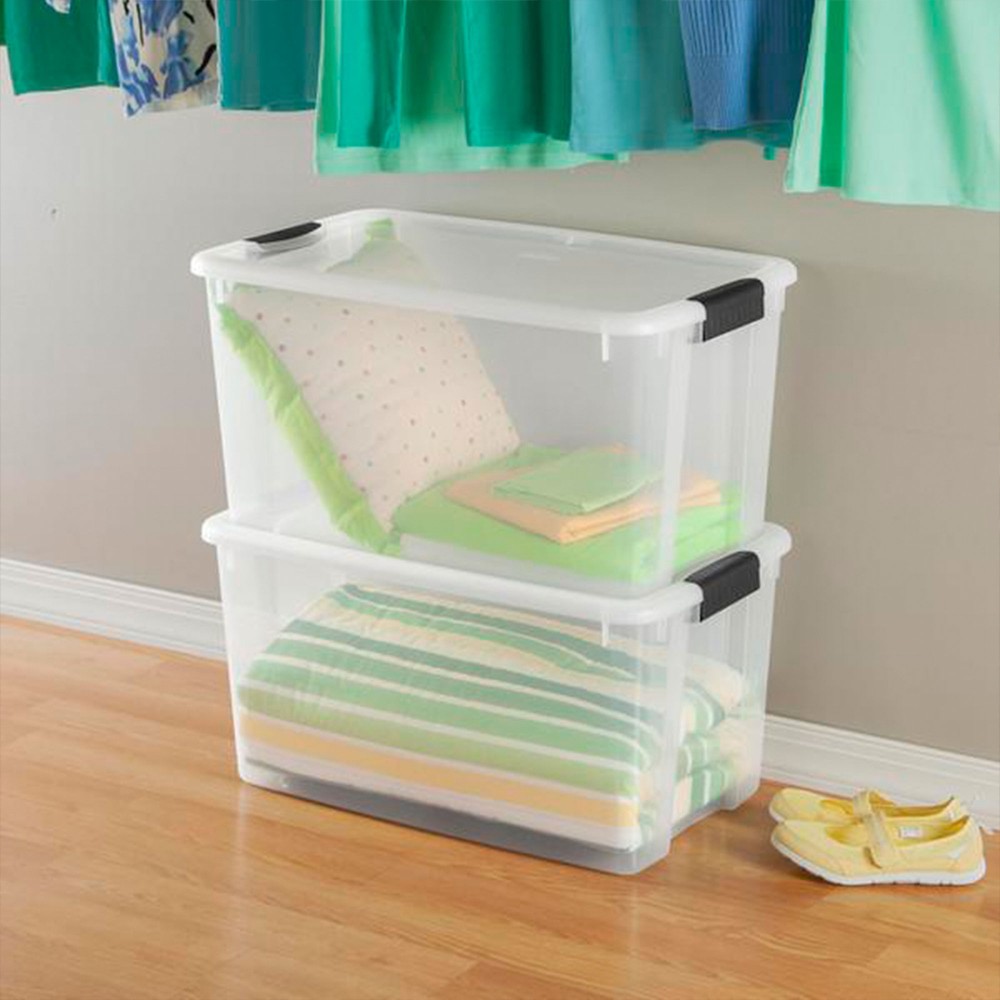 Sterilite Clear Plastic Stackable Storage Bin with Latching Lid