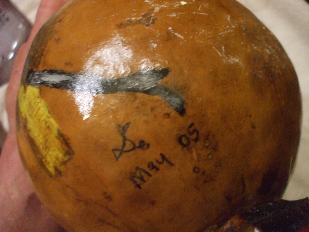 HAND PAINTED GOURD WITH PAINTED BIRD