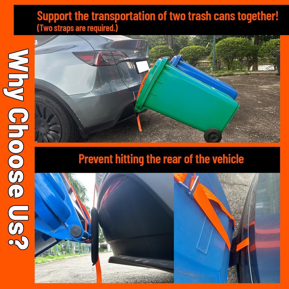 【No-Hitch】 Trash Can Hauler Strap – Heavy-Duty Polyester Tra