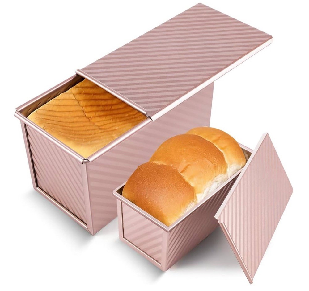 2 Pack Heavy Duty Pullman Loaf Pans w/ Lids