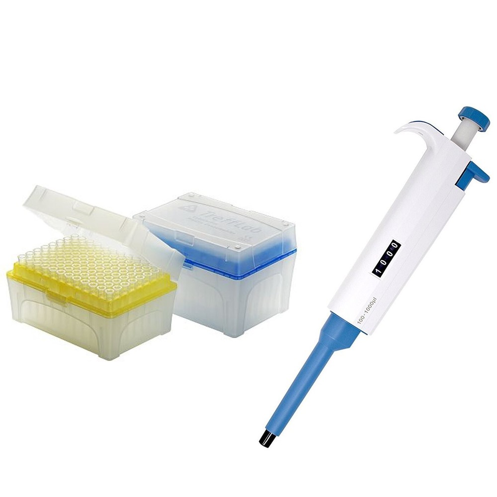 Adjustable Variable Single Channel Micropipette 20-200ul kit, 2 racks of 96 tips