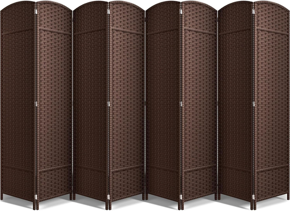 8 Panel Room Divider 6 Ft. Tall - Privacy Screen, Extra Wide Double Hinged Panel