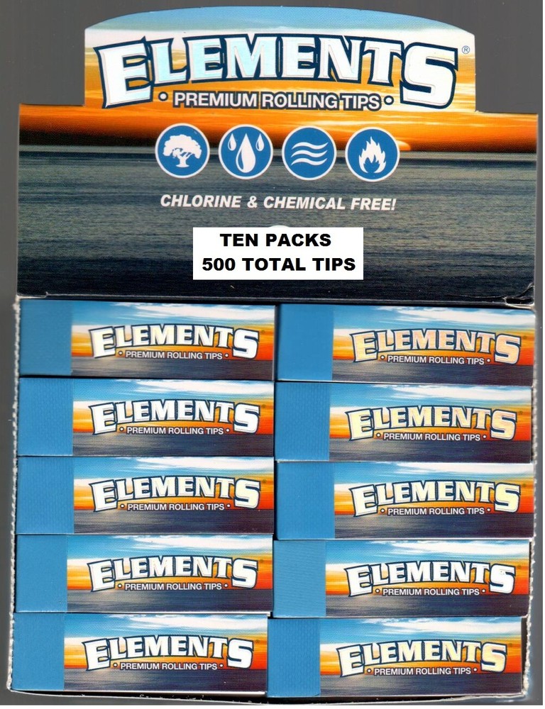 ELEMENTS PREMIUM ROLLING PAPERS TIPS - 10 packs = 500 ROLLING TIPS TOTAL