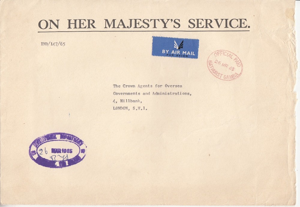 Gambia: 3 OHMS Registered Covers, PM, Printers, Educational, 1965