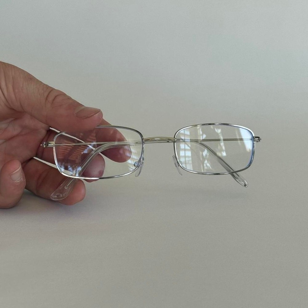 Y2K Silver Clear Rectangular Eyeglasses – Vintage Style, Unisex, UVA UVB, New