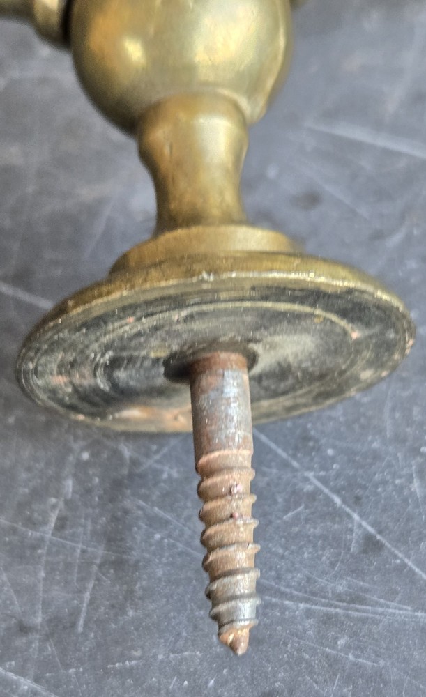 Pair of Solid Brass Hall Tree Double Hooks Architectural Salvage Coat & Hat Hook