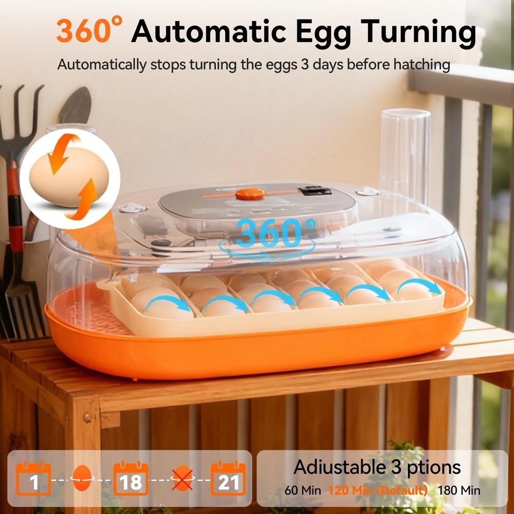 Incubators for Hatching Eggs, 24 Egg Incubator, Automatic Turner with...
