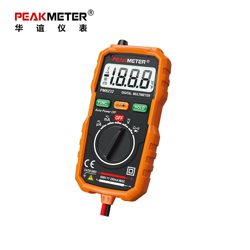 PEAKMETER PM8232 Mini Digital Multimeter NCV AC DC Current Voltage Test Flashlit
