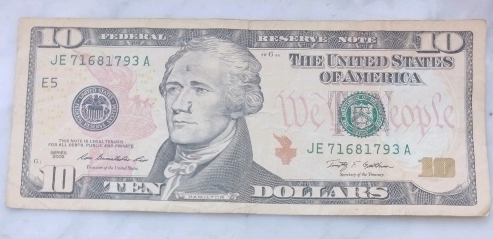 2009 Ten Dollars Bill Printing Errors In Front