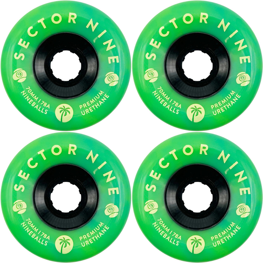 70mm Sector 9 Nineball Green Goblins Wheels 78a