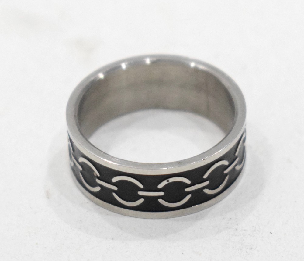 Ring Stainless Steel Etched Band Ring