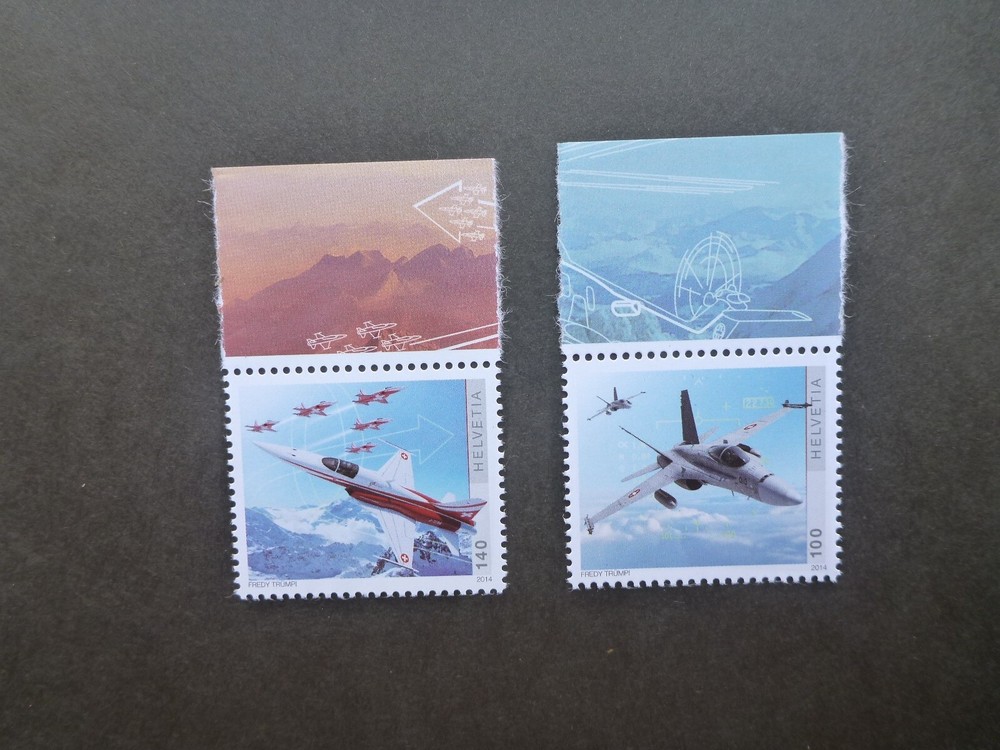 2014 SWITZERLAND 100yrs AIRFORCE PAIR MINT STAMPS