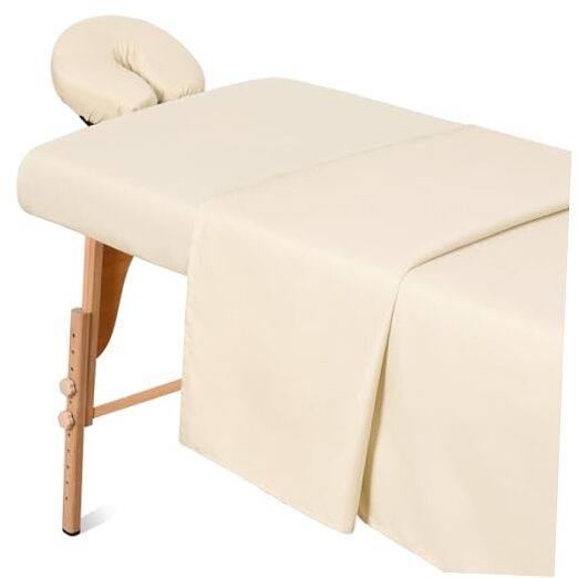 Massage Table Sheets Sets, 3 Pcs Professional Microfiber Massage Bed Natural