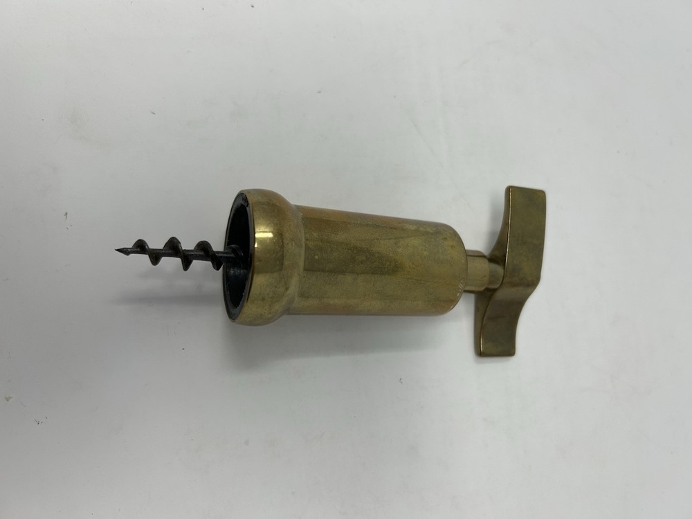 Vintage Italian Solid Brass Corkscrew Wine Bottle Opener