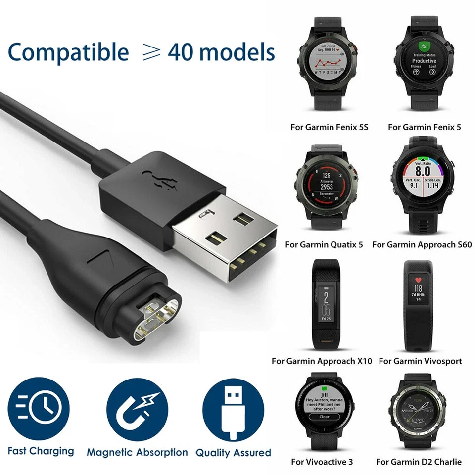 For Garmin Instinct Charger Replacement Charging Cable Cord USB**
