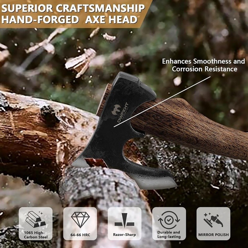 Multipurpose Camping Hatchet Durable Beech Wood Handle Sharp Axe W/ Sheath New
