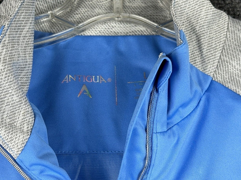 Antigua 1/4 Zip Golf Pullover Trainer Jacket Sz Large Pockets Blue Athletic