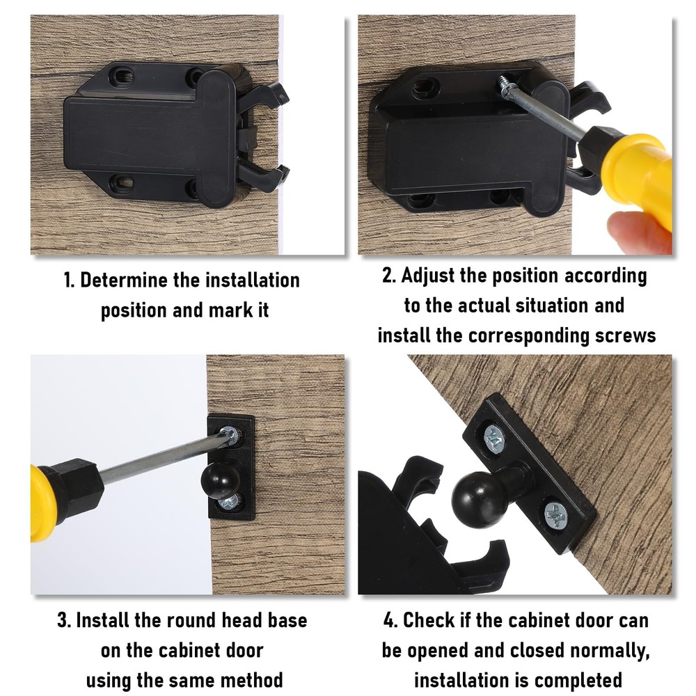 4PCS Push Latches for Cabinets Rebound Self-Locking Drawer Catch Push Open