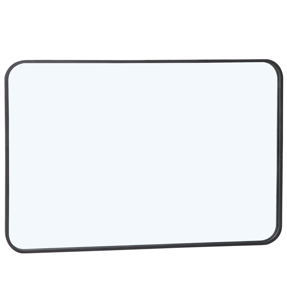 2PCS Rectangular Wall Mirror Bathroom Mirror Black Metal Framed 24" x 36"