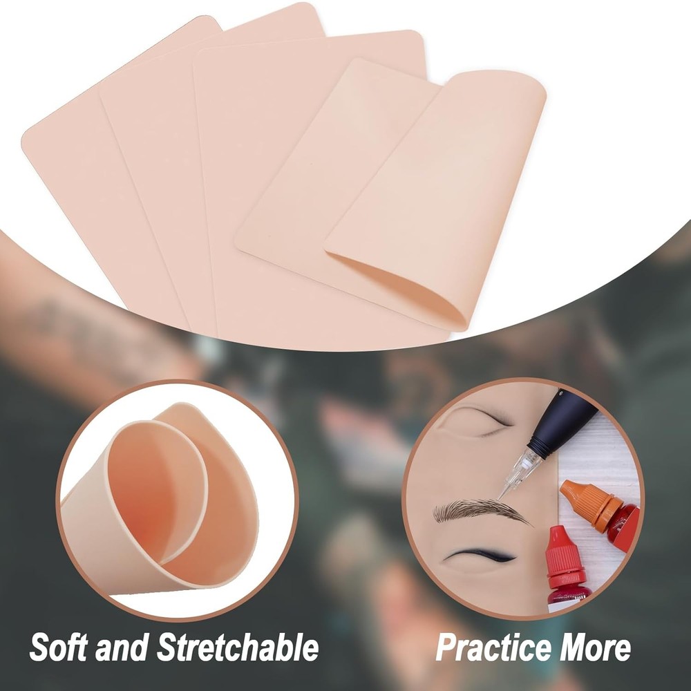10 PCS Tattoo Practice Skins, 5.7 "x7.6" Double Sided Medium, multicolor