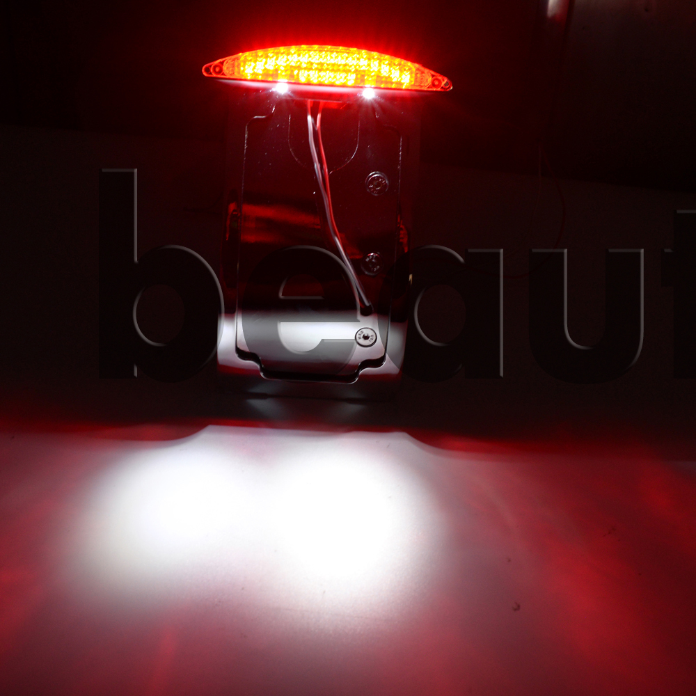 Motorcycle Curved Side Axle Mount License Plate Assembly LED Tail Light Bracket