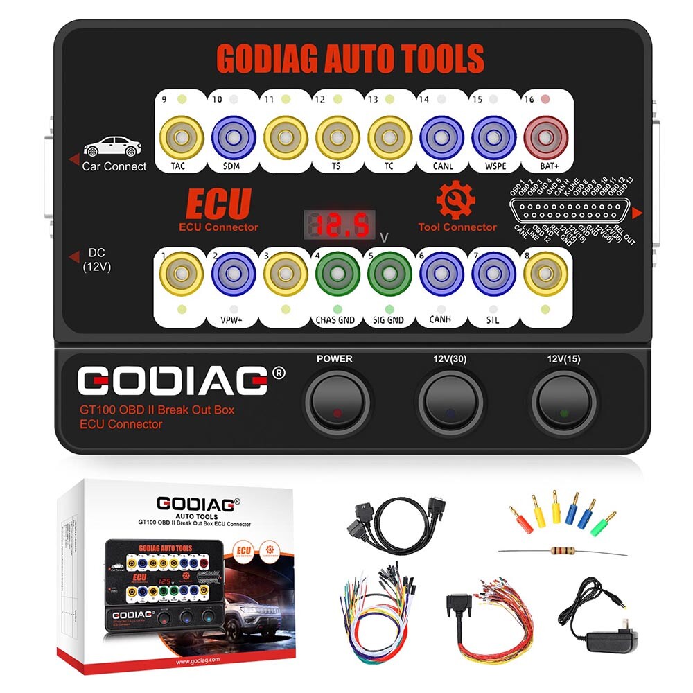 GODIAG GT100 AUTO TOOL OBDII Break Out Box Connector OBDII Protocol Detector