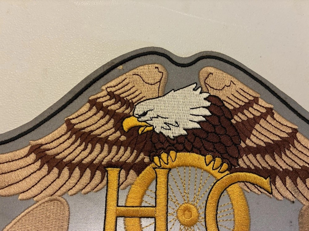 Large 11” Silver Reflective Harley Davidson Owners Group Patch HOG Eagle Jacket