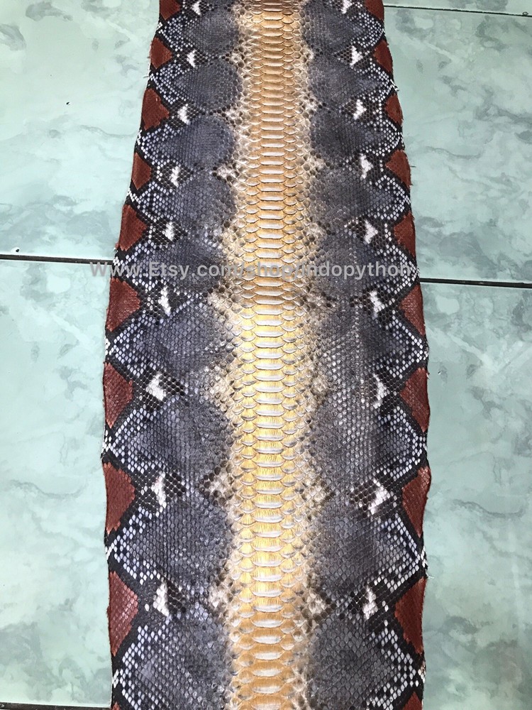 Genuine Python Leather, Exotic Snake Skin, Gray SnakeSkin, Multicolor Leather