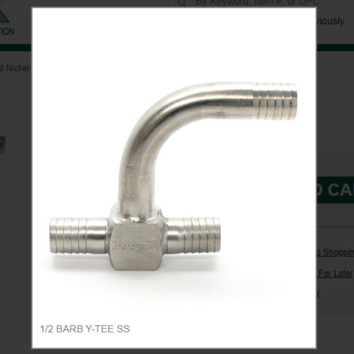 1/2 BARB Y-TEE SS # 7266