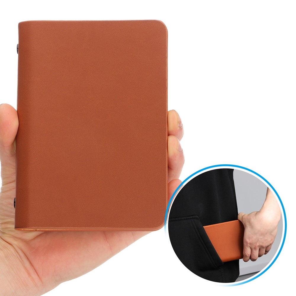6 Ring Binder Cover 2 Pack A7 Notebook Binder 50 Sheets Line Paper, Brown
